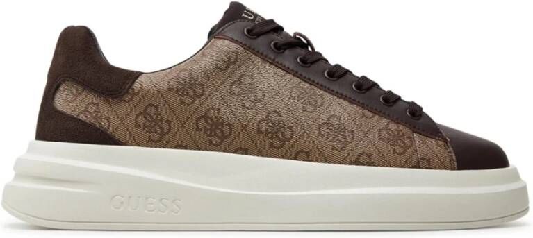 Guess Bruine leren sneakers Logopatroon Brown Heren