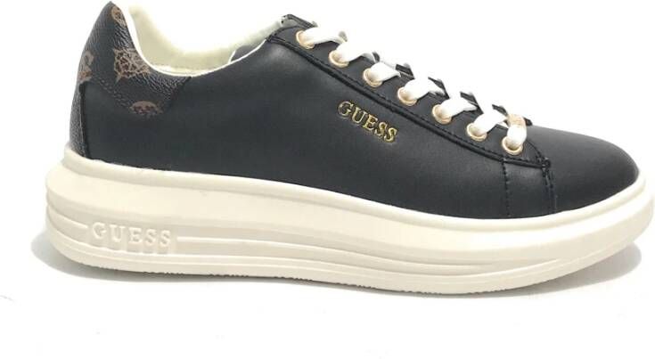 Guess Dames Sneakers Vibo van zwart bruin leer Zwart Dames