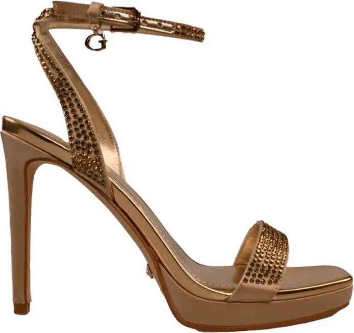 Guess Gouden katoenen sandalen met gespsluiting Yellow Dames