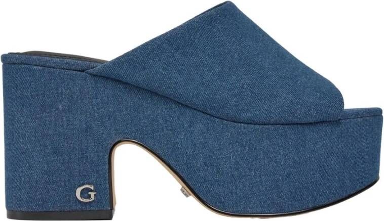 Guess Heeled Mules Blue Dames