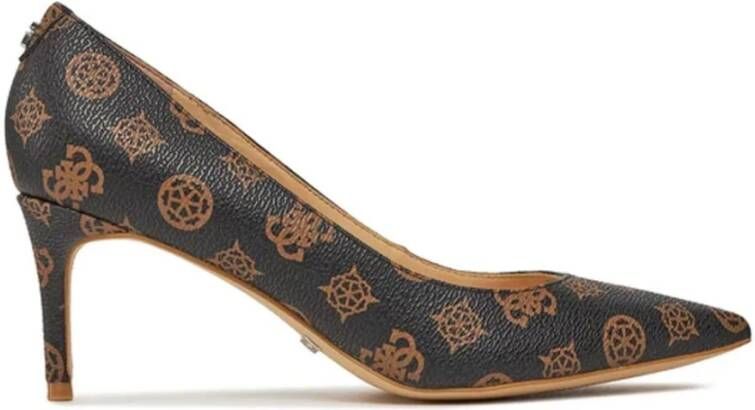 Guess Hoge hak Monogram PU leren schoenen Brown Dames