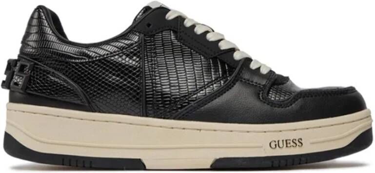 Guess Lage Leren Sneakers Zwart Brown Heren