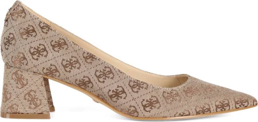 Guess Logo Print Stof Hakken Beige Dames