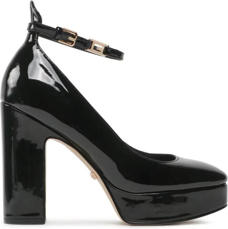 Guess Plateau Sleehak Schoenen Zwart Leer Black Dames