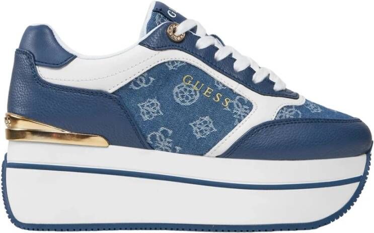 Guess Platform Sneakers met Marineblauw Logo Print Multicolor Dames