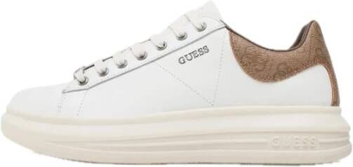 Guess Ronde neus leren sneaker met logo White Heren