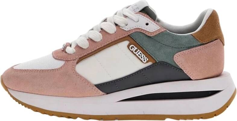 Guess Roze Runner Sneakers met Suède Inzetstukken Multicolor Dames