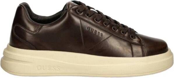 Guess Verweerde leren sneakers Brown Heren