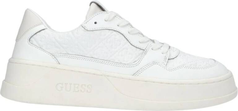 Guess Witte Leren Sneaker met 4 cm Rubberen Zool White Heren