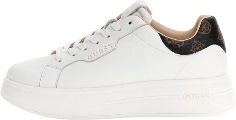 Guess Witte leren sneakers met ronde neus White Dames