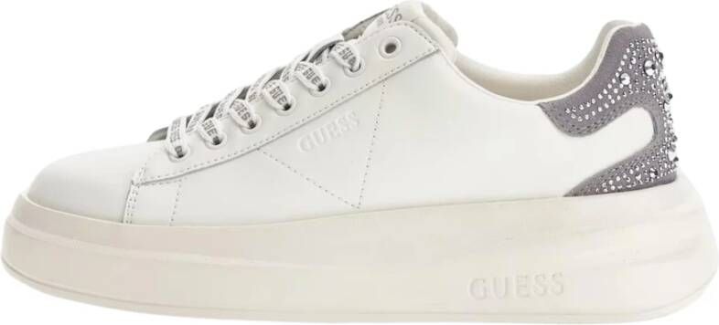 Guess Leren sneakers met strass Elbina White Heren