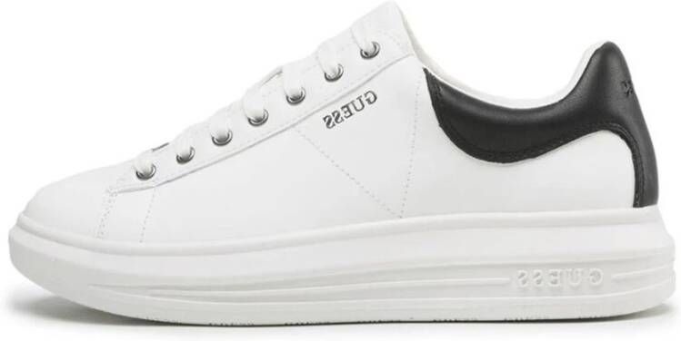 Guess Witte Leren Sneakers met Zwarte Details Wit Heren