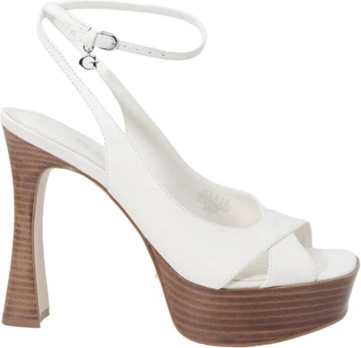 Guess Witte Platform Sandaal Peep Toe Schoenen White Dames