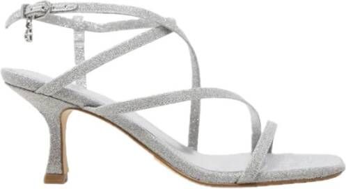 Guess Zilveren Glitter Vierkante Neus Sandalen Gray Dames