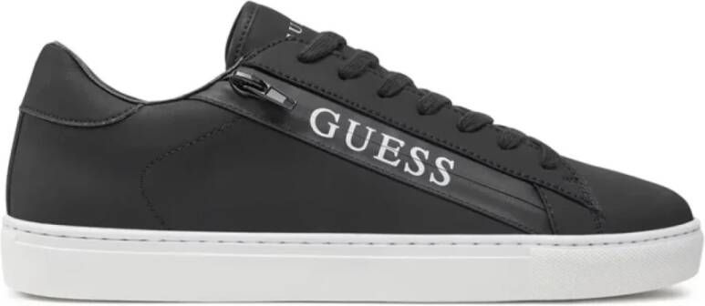 Guess Zip logo sneakers in PU-leer Black Heren