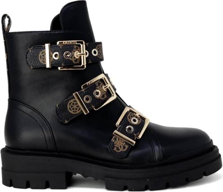 Guess Zwarte enkellaarsjes met gesp strik detail Black Dames