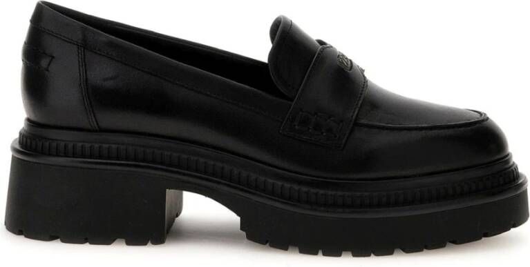 Guess Zwarte Leren Loafers voor Vrouwen Black Dames