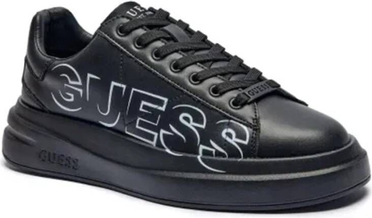 Guess Zwarte leren sneakers Elba model Black Heren