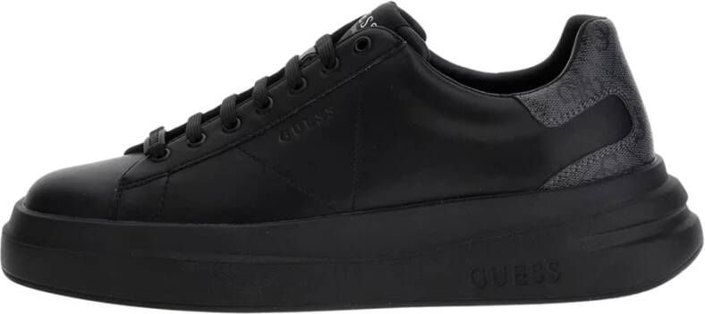 Guess Zwarte leren sneakers Elba model Black Dames