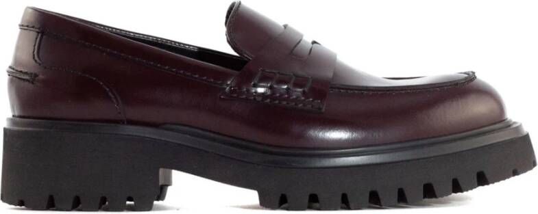 Guglielmo Rotta Bourgondische Leren Loafers met Maskerdetail Red Dames