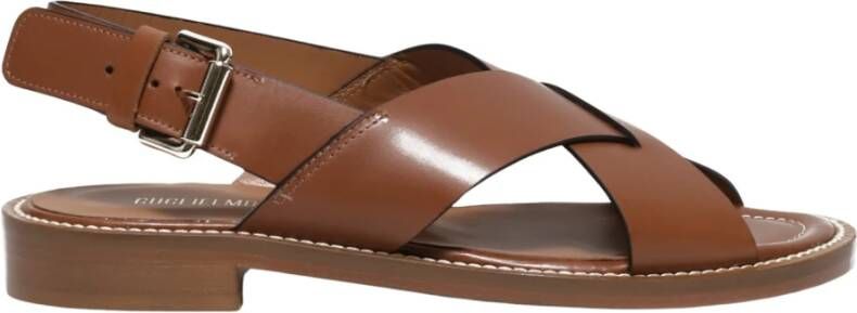 Guglielmo Rotta Elegant Crossed Leather Sandals Brown Dames