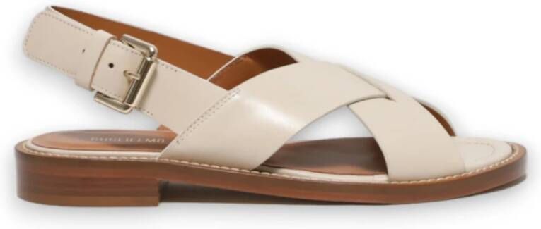 Guglielmo Rotta Kruisband leren sandalen beige Dames