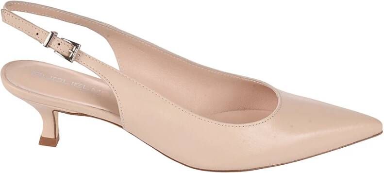 Guglielmo Rotta Nude Leren Hakken met Zilveren Gesp Beige Dames