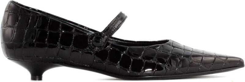 Guglielmo Rotta Zwarte Krokodillenprint Leren Pumps Black Dames