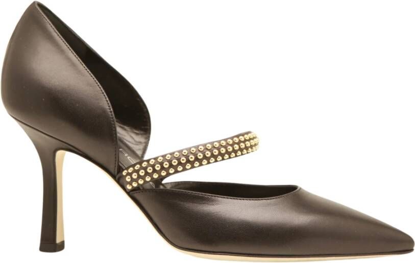 Guglielmo Rotta Zwarte leren pump met gouden studs Black Dames