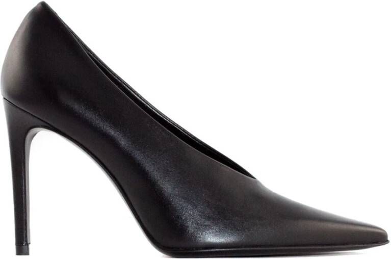 Guglielmo Rotta Zwarte Leren Pumps Puntig 10cm Hak Black Dames