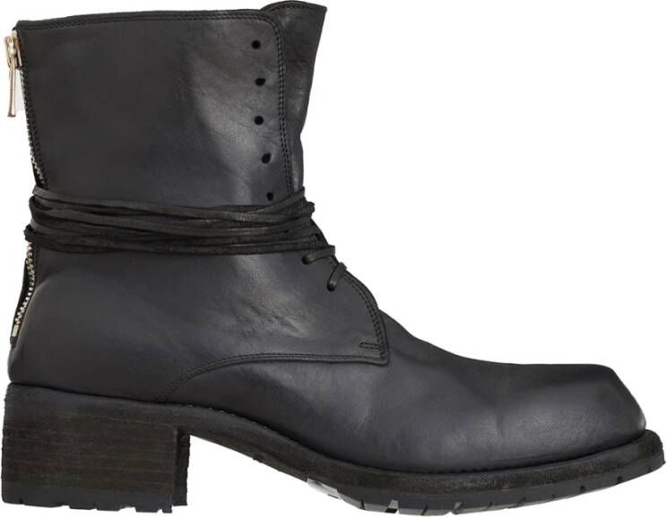 Guidi Geveterde leren laars Black Heren