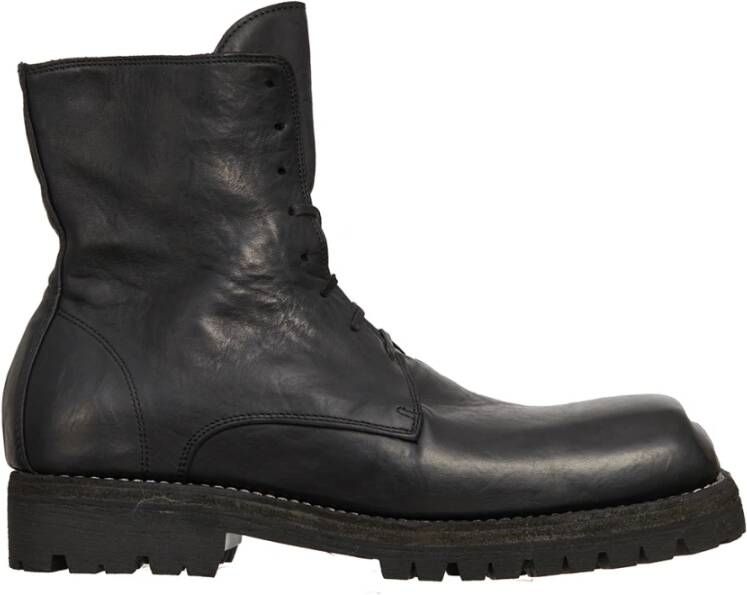 Guidi Geveterde leren laarzen Black Heren