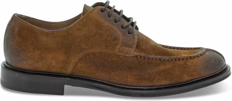 Guidi Suède Leren Veterschoenen Derby Model Brown Heren