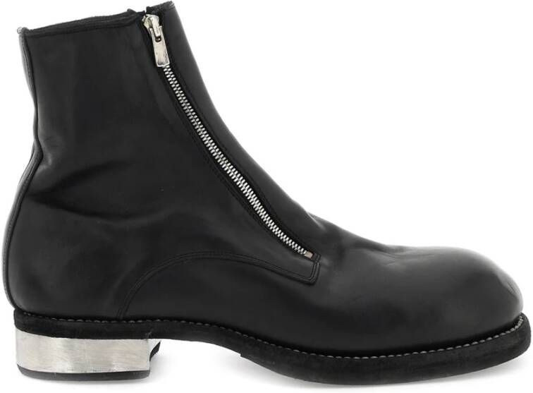 Guidi Vintage Leren Dubbele Rits Enkellaarzen Black Heren