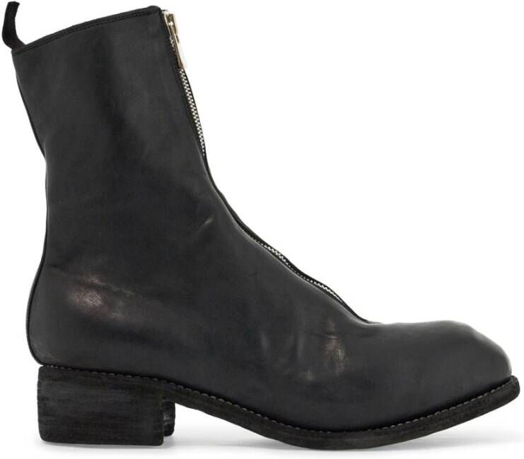 Guidi Zwarte Leren Laarzen met Zijrits Black Dames