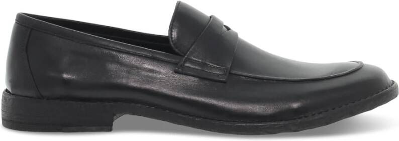 Guidi Zwarte Leren Loafer Stile Inglese Black Heren