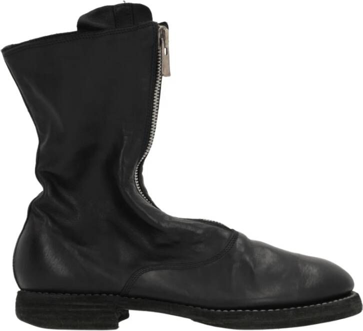 Guidi Zwarte Leren Rits Enkellaarzen Black Dames