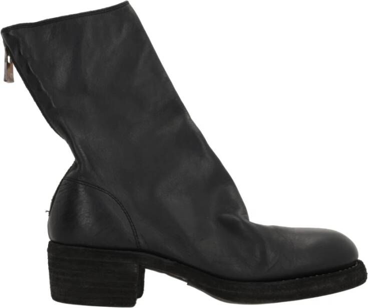 Guidi Zwarte Leren Rits Enkellaarzen Black Dames