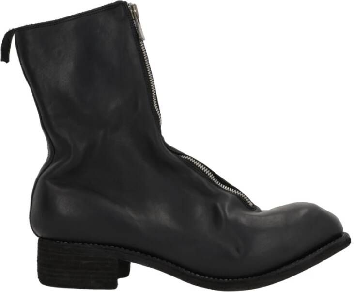 Guidi Zwarte Leren Rits Enkellaarzen Black Heren