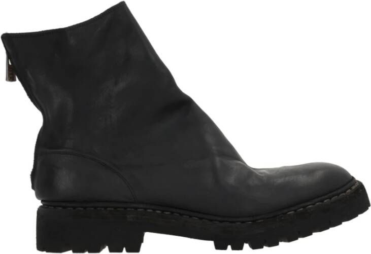 Guidi Zwarte Leren Rits Enkellaarzen Black Heren