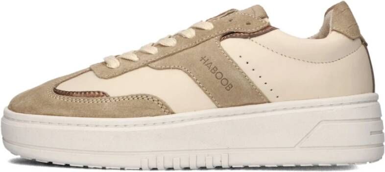 Haboob Beige Leren Lage Sneakers Beige Dames