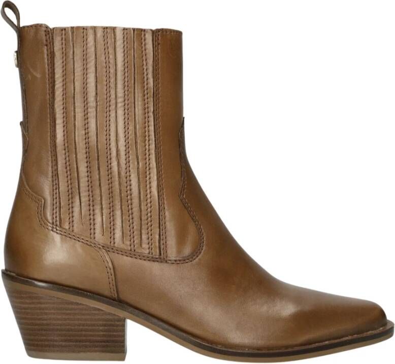 Haboob Cognac Enkellaarsjes Elegante Stijl Brown Dames