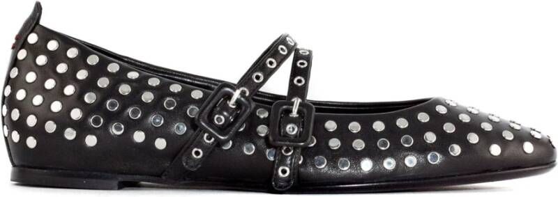 Halmanera Studded Zwarte Leren Ballerina Schoenen Black Dames