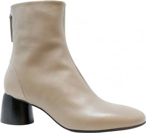 Halmanera Taupe Leren Enkellaarzen Fw23 Gray Dames