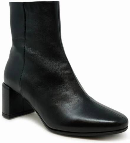 Halmanera Zwarte leren enkellaarzen Fw24 Black Dames