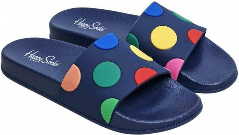 Happy Socks Pool Slider Big Dot Slippers Blauw