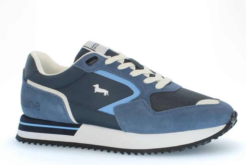 Harmont & Blaine Leren en stoffen herensneakers vetersluiting Blue Heren