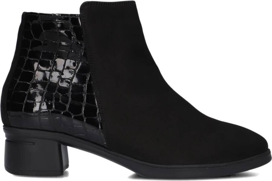 Hartjes Dames Enkellaarzen Zwart Nubuck Black Dames