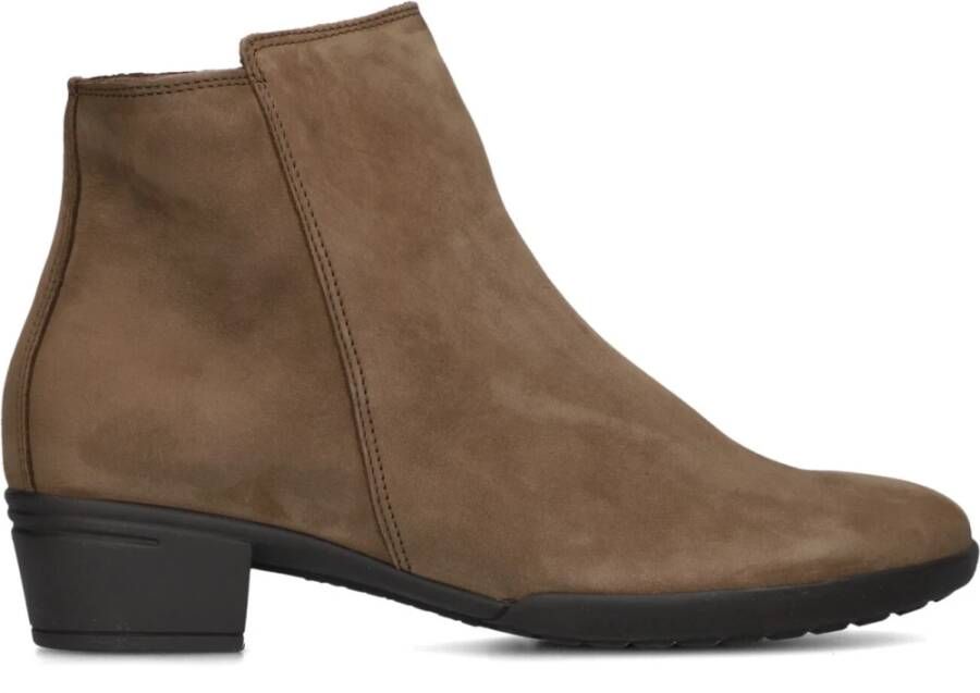 Hartjes Nubuck Enkellaarsjes met Rits Brown Dames