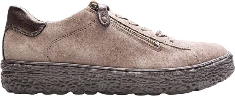 Hartjes Taupe Suède Sneakers met Versterkte Hiel Beige Dames